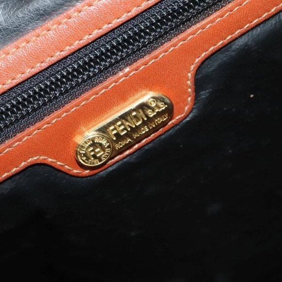 FENDI Pecan Canvas Boston Bag 2way Brown Black gold Auth - Picture 13 of 16